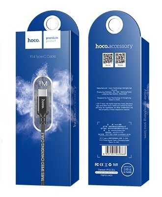 Дата-кабель USB 3.0A для Type-C Hoco X14 нейлон 1м