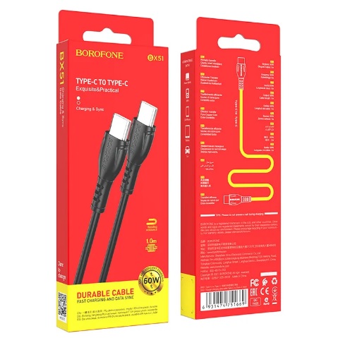 Дата-кабель USB 3.0A PD 60W для Type-C Type-C Borofone BX51 ПВХ 1м