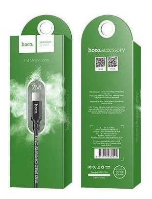 Дата-кабель USB 2.4A для micro USB Hoco X14 нейлон 1м