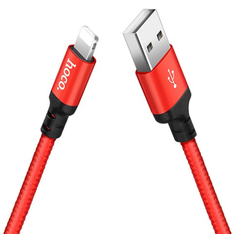 Дата-кабель USB 2.4A для Lightning 8-pin Hoco X14 нейлон 1м