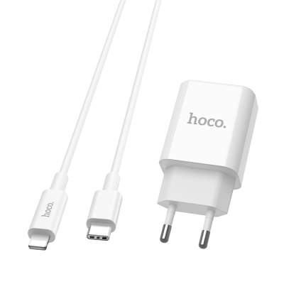 СЗУ 1USB+1Type-C 3.1A PD 20W+QC3.0 быстрая зарядка Lightning 8-pin Type-C Hoco C80A