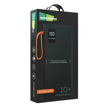 PURE Внешний аккумулятор 10000mAh 2USB 2.1A More choice PB22-10 с кабелем