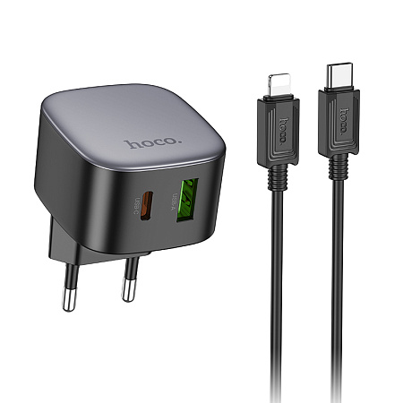 СЗУ 1USB+1USB-C 3.0A PD 20W+QC3.0 быстрая зарядка для Lightning 8-pin Type-C Hoco CS32A