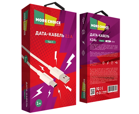 Дата-кабель USB 2.1A для Type-C More choice K24a TPE 1м