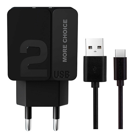 СЗУ 2USB 2.4A для Type-C More choice NC46a 1м