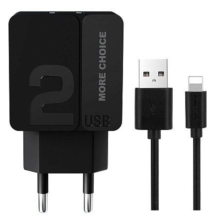 СЗУ 2USB 2.4A для Lightning 8-pin More choice NC46i 1м