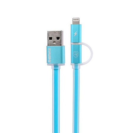Дата-кабель USB 2.1A 2in1 для Lightning & Micro USB Remax Aurora 1м 
