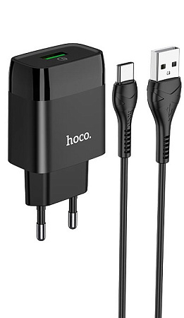 СЗУ 1USB 3.0A QC3.0 быстрая зарядка для Type-C Hoco C72Q 1м