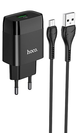 СЗУ 1USB 3.0A QC3.0 быстрая зарядка для micro USB Hoco C72Q 1м