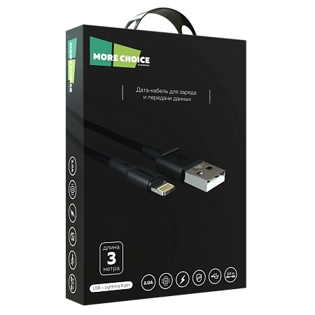 PURE Дата-кабель USB 2.0A для Lightning 8-pin More choice K19i TPE 3м