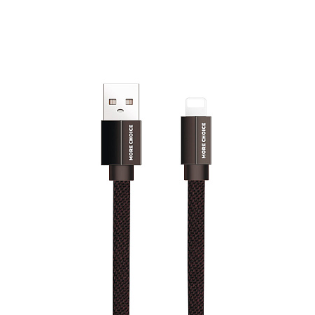 Дата-кабель USB 2.1A для Lightning 8-pin плоский More choice K20i нейлон 1м