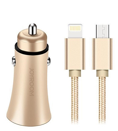 АЗУ 2USB 2.1A 2 в 1 Lightning & MicroUSB JOYROOM L-T218 