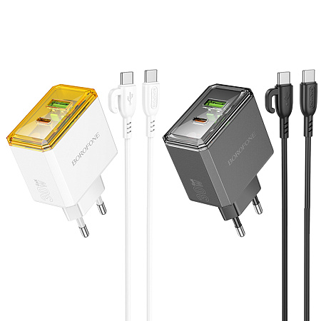 СЗУ 1USB+1Type-C 3.0A QC3.0 PD 30W быстрая зарядка для Type-C Type-C Borofone BAS32A