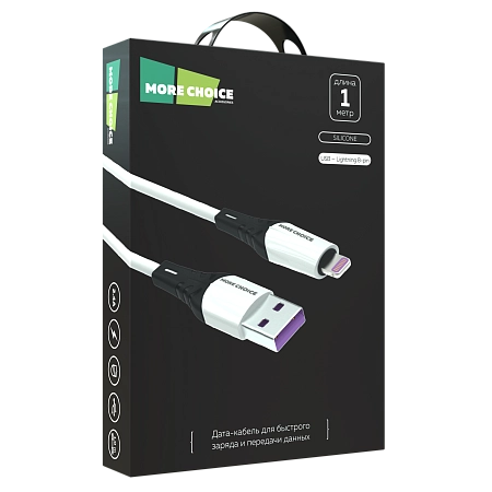 PURE Дата-кабель USB 2.4A для Lightning 8-pin More choice K35i силикон 1м