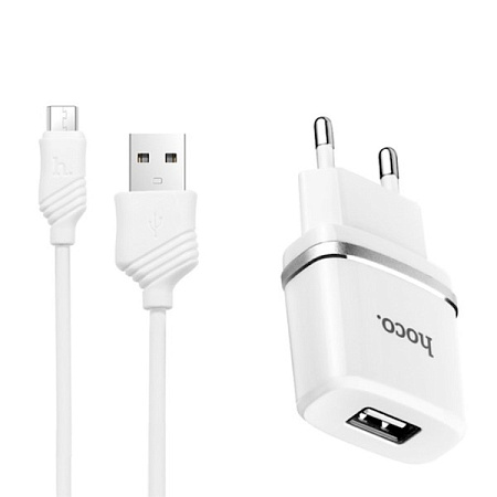 СЗУ 1USB 1A для micro USB Hoco C11 1м