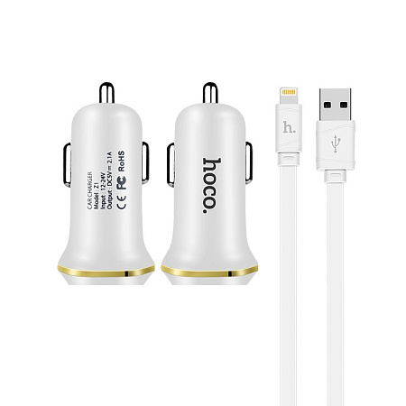 АЗУ 2USB 2.1A для Lightning 8-pin Hoco Z1 