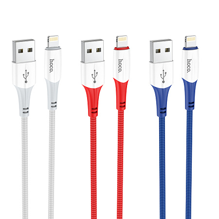 Дата-кабель USB 2.4A для Lightning 8-pin Hoco X70 нейлон 1м