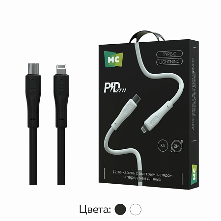 Дата-кабель USB 3.0A PD 27W для Lightning 8-pin Type-C More choice K60ia ПВХ 2м
