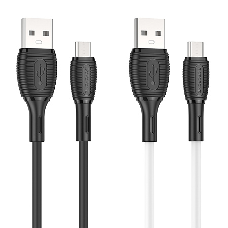 Дата-кабель USB 2.4A для micro USB Borofone BX86 силикон 1м