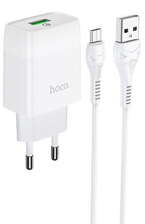 СЗУ 1USB 3.0A QC3.0 быстрая зарядка для micro USB Hoco C72Q 1м