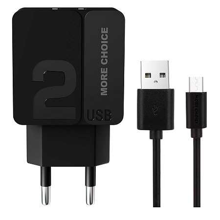 СЗУ 2USB 2.4A для micro USB More choice NC46m 1м