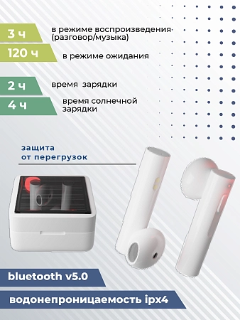 Bluetooth-наушники беспроводные Smart вкладыши с солнечной батареей More choice BW41S TWS