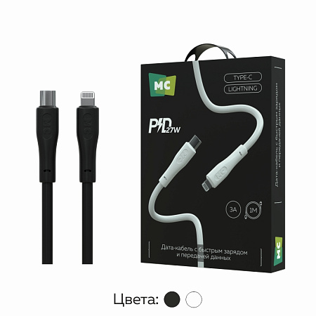 Дата-кабель USB 3.0A PD 27W для Lightning 8-pin Type-C More choice K60ia ПВХ 1м