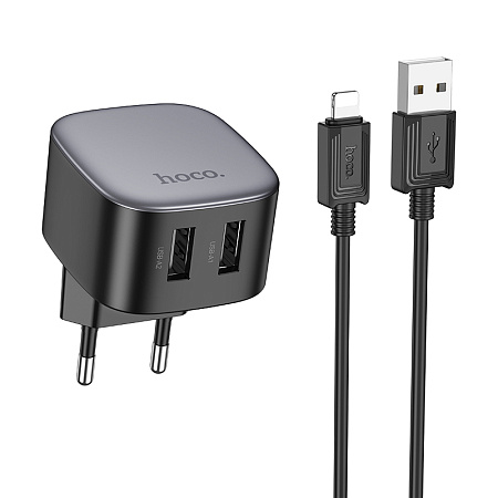 СЗУ 2USB 2.1A для Lightning 8-pin Hoco CS31A 1м