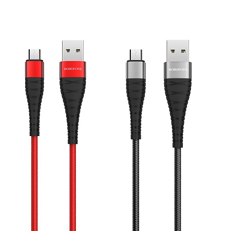 Дата-кабель USB 2.4A для micro USB Borofone BX32 нейлон 1м