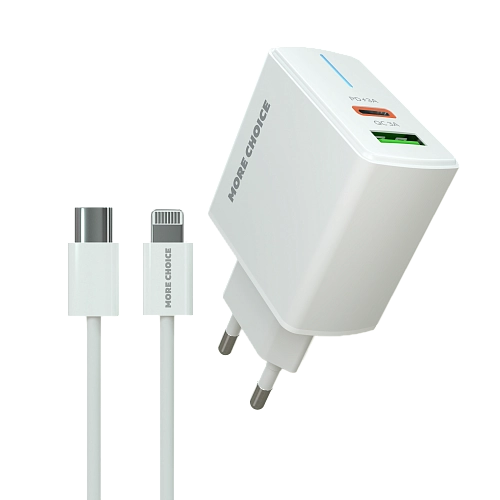 СЗУ 1USB+1Type-C 3.0A PD 20W+QC3.0 быстрая зарядка для Lightning 8-pin Type-C More choice NC61i