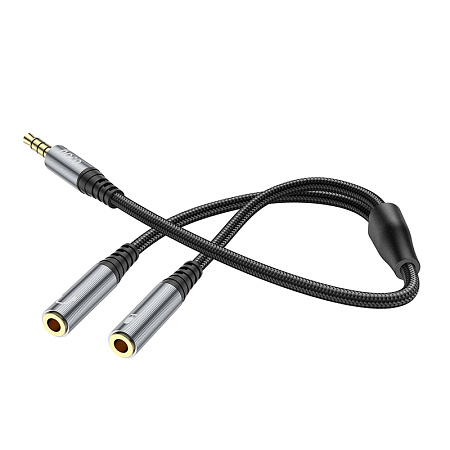 Аудиокабель AUX 3.5mm 0.25м переходник Jack 3.5(m) - 2*Jack 3.5(f) Hoco UPA21