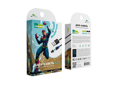 Дата-кабель Smart USB 2.4A для Lightning 8-pin Magnetic More choice K61Si нейлон 1м