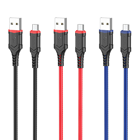 Дата-кабель USB 2.4A для micro USB Borofone BX67 нейлон 1м