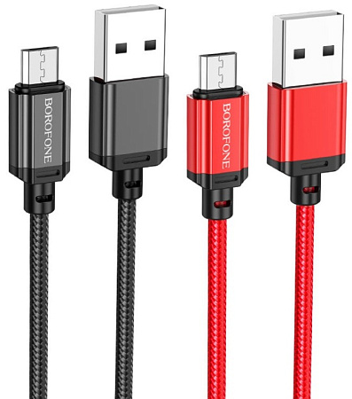 Дата-кабель USB 2.4A для micro USB Borofone BX87 нейлон 1м