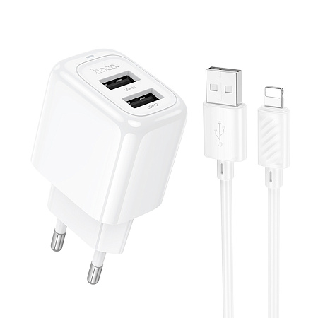 СЗУ 2USB 2.4A для Lightning 8-pin Hoco CS51A 1м