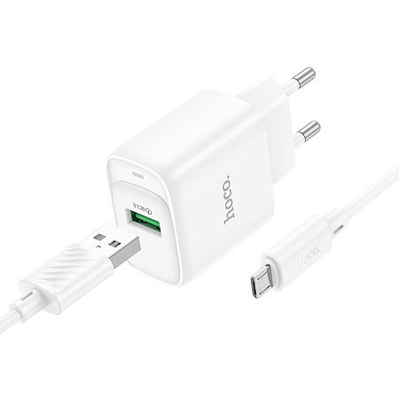 СЗУ 1USB 3.0A QC3.0 быстрая зарядка для micro USB Hoco C140A 1м