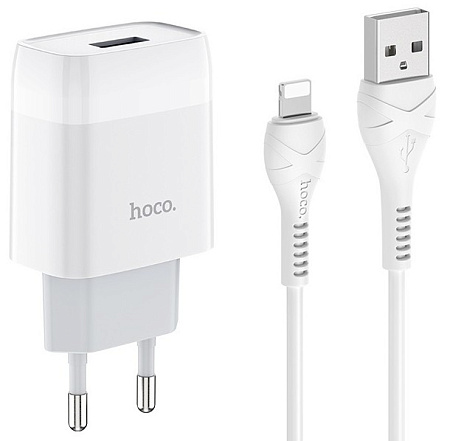 СЗУ 1USB 2.1A для Lightning 8-pin Hoco C72A 1м