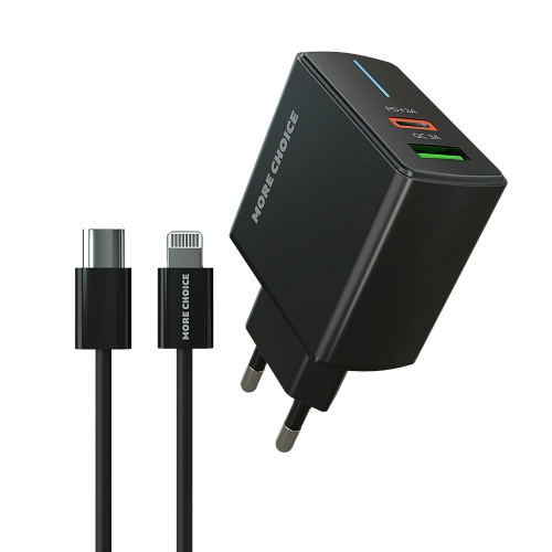 СЗУ 1USB+1Type-C 3.0A PD 20W+QC3.0 быстрая зарядка для Lightning 8-pin Type-C More choice NC61i