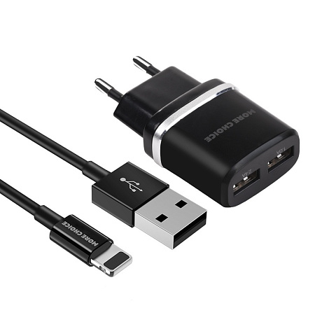 СЗУ 2USB 2.4A для Lightning 8-pin More choice NC22i