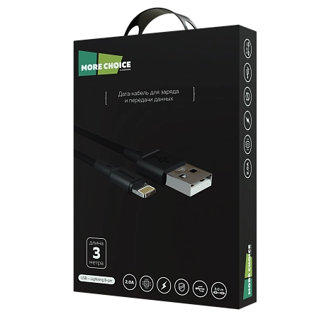 PURE Дата-кабель USB 2.0A для Lightning 8-pin More choice K19i TPE 3м