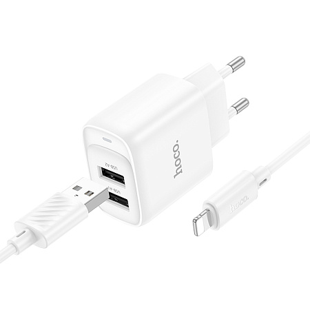 СЗУ 2USB 2.1A для Lightning 8-pin Hoco C141A 1м