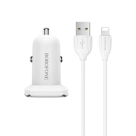 АЗУ 2USB 2.4A для Lightning 8-pin Borofone BZ12