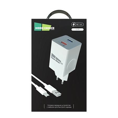 СЗУ 2USB 3.0А QC3.0 быстрая зарядка для Type-C More choice NC69a