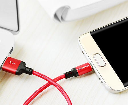 Дата-кабель USB 2.0A для micro USB More choice K12m нейлон 1м