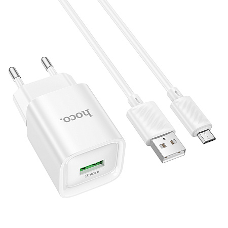 СЗУ 1USB 3.0A QC3.0 18W быстрая зарядка для micro USB Hoco C145A 1м