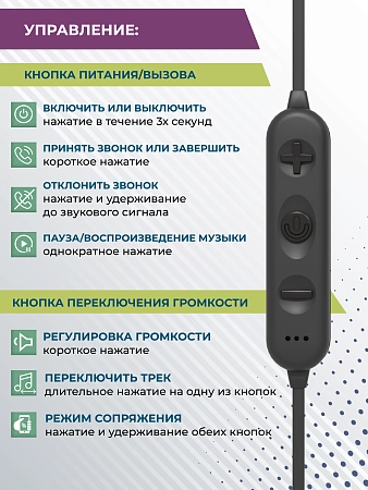 Bluetooth-наушники вакуумные с шейным шнурком More choice BG20