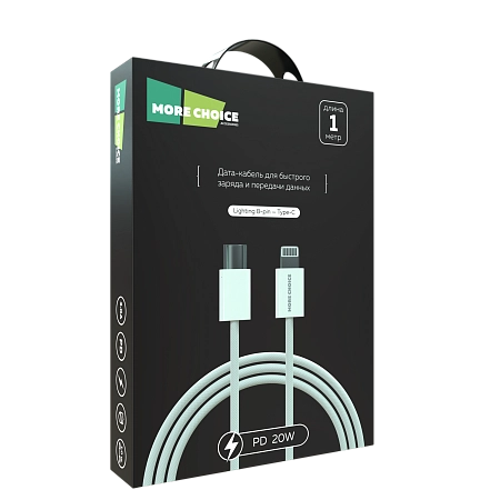 Дата-кабель USB 3.0A PD 20W для Lightning 8-pin Type-C More choice K73i нейлон 1м