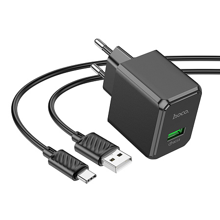 СЗУ 1USB 3.0A QC3.0 18W быстрая зарядка для Type-C Hoco CS12A 1м