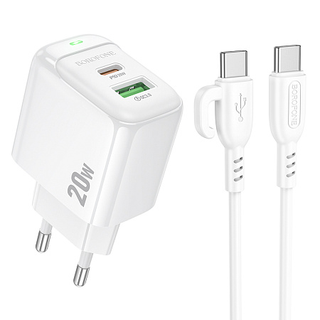 СЗУ 1USB+1Type-C 3.0A QC3.0 PD 20W быстрая зарядка для Type-C Type-C Borofone BAS44A 