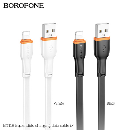 Дата-кабель USB 2.4A для Lightning 8-pin Borofone BX118 TPE 1м